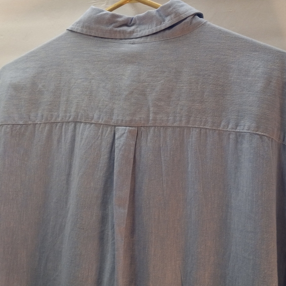 Chaps The Coastland 55% Linen Blend Classic Fit XXL Blue Business Casual Shirt - Picture 3 of 16